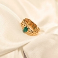 ANILLO FLEXIBLE ESMERALDA CABUJONA ORO 18K