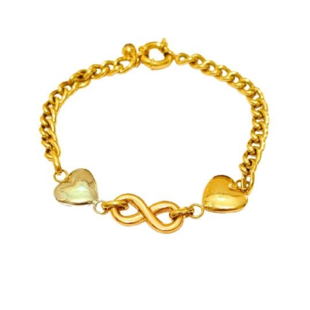 PULSERA CORAZONES INFINITO ORO 18K