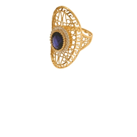 ANILLO LANZADERA ZIRCONITA BLANCA - AZUL ORO 18K