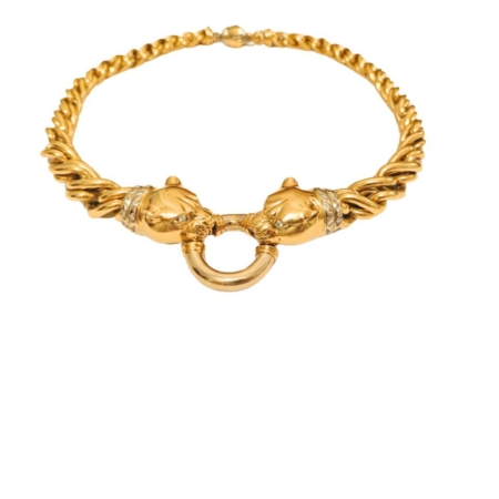COLLAR LEOPARDO DIAMANTE TALLA BRILLANTE ORO 18K